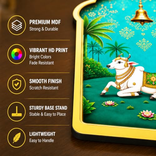 Image of Ganpati Decoration Setup for Home, Premium MDF Ganesh Chaturthi Backdrop Stand, 3 Panel Traditional Mandap Decor for Pooja, Aarti, Festival & Housewarming, Suitable for up to 12 Inches Ganpati.