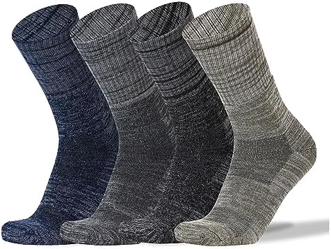 RC. ROYAL CLASS Thick Heavy Duty Thermal Socks For Men Cushioned Towel Warm Winter Woolen Socks, Calf Length Hi-Performance Soft Moisture Wicking Socks, Pack of 4 Pairs, Free Size, Multicolored,