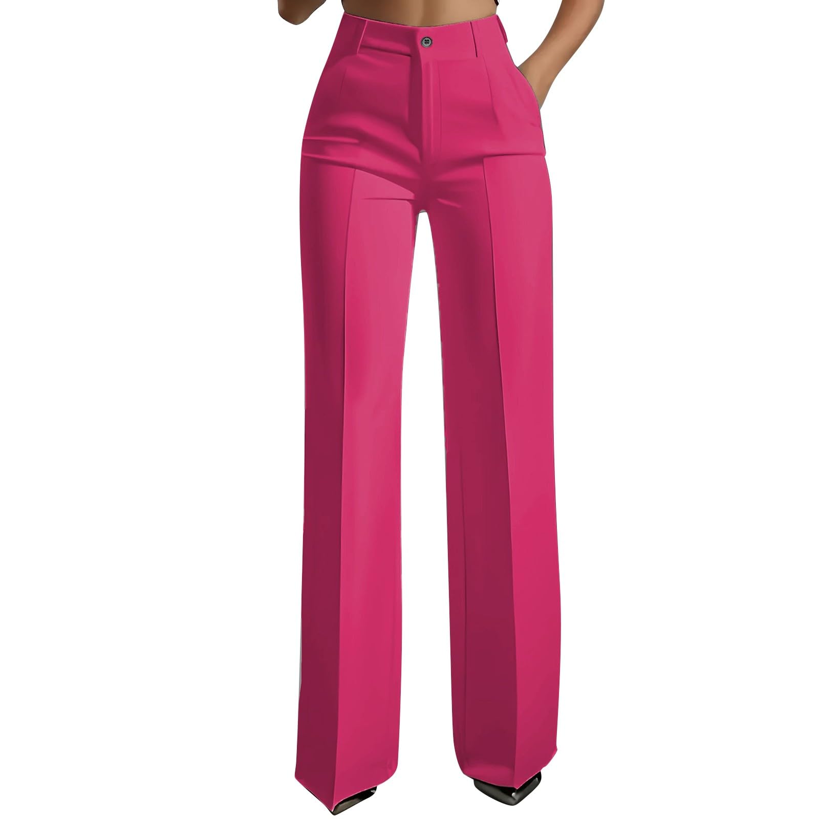 Dress Pants for Women Trendy 2026 High Waist Stretchy Work Pants Business Casual Straight Leg Trousers with Pockets — view 19