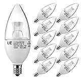 LE Dimmable Candelabra LED Light Bulbs, 40W Incandescent Bulbs Equivalent, E12 5000K Daylight White, 5W LED Torpedo, UL Listed, 350lm, 120 Flood Beam, LED Candle Bulbs, 10 Pack