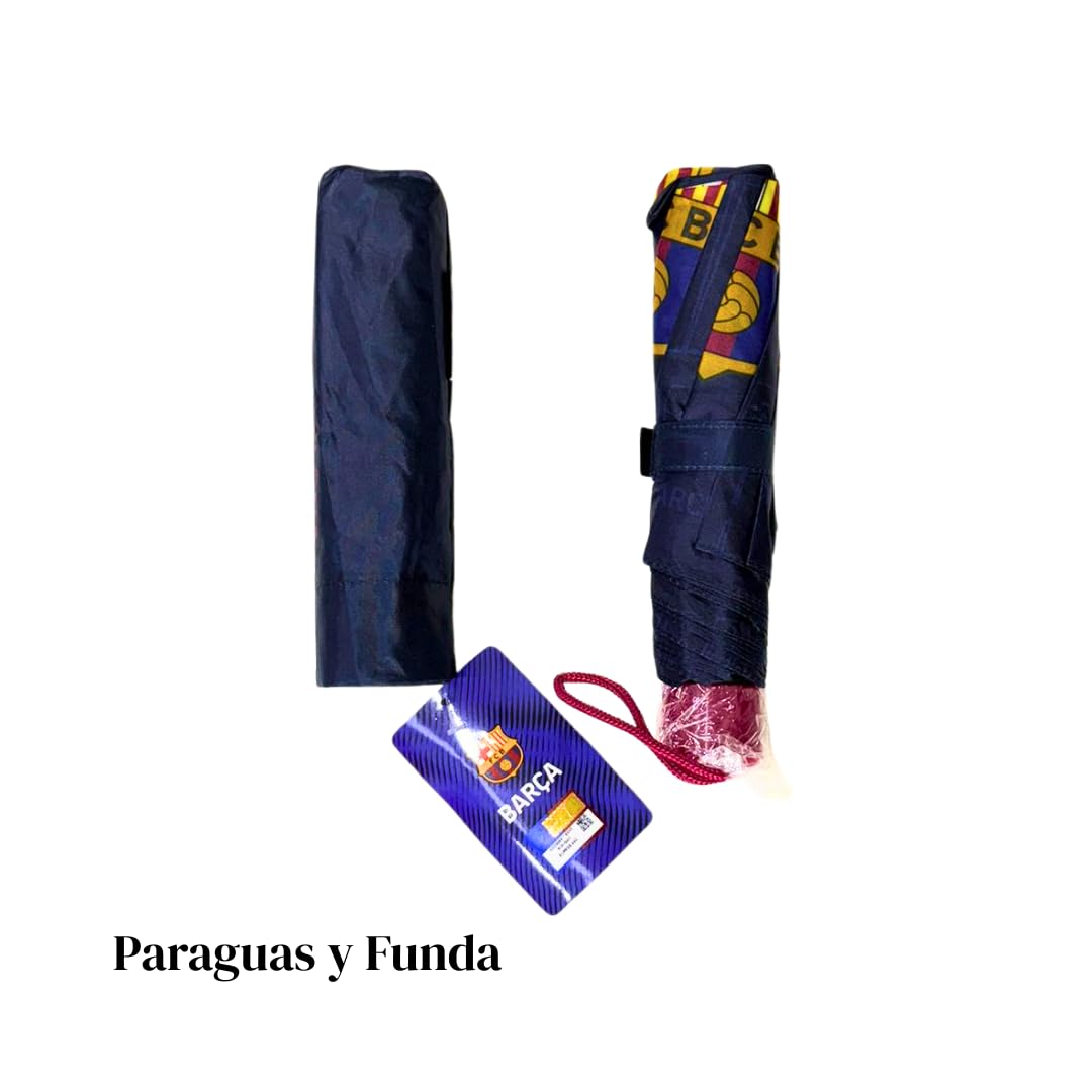 Paraguas FC Barcelona Niño Plegable 96cm Poliéster 8 Paneles