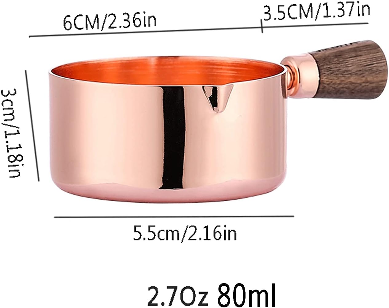 80ml Stainless Steel Gravy Boat Suitable for Salad Dressing Gravy Sauce Boat with V-Shaped Small Mouth Design (Rose Gold)