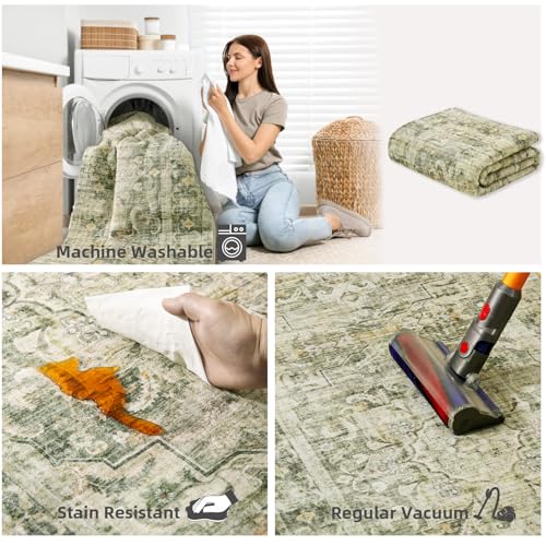 Washable Runner Rug Non Slip: 2'x6' Kitchen Rug Runners Stain Resistant Floor Rug with Rubber Backing Non Shedding Soft Carpet Runners for Hallway Indoor Entryway Bedroom Bedside Foyer Bathroom Home