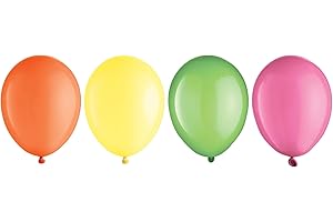 Neon Assortment Balloon - 5" | Assorted Colors | Pack of 25,Orange/pink/yellow