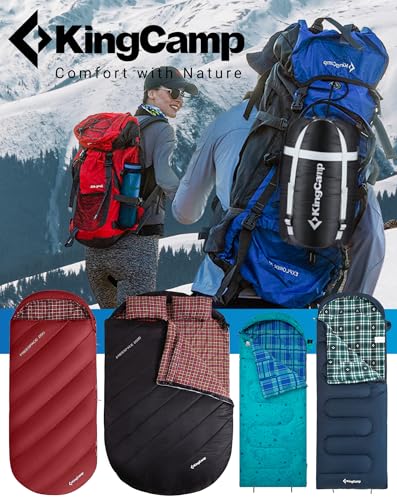 KingCamp XXL Wide Sleeping Bag for Adult 2 to 3 Season Flannel Liner Large Plus Size Single Warm Waterproof Lightweight for Camping Hiking Backpacking Outdoor with Compression Sack 220x100cm - Image 8