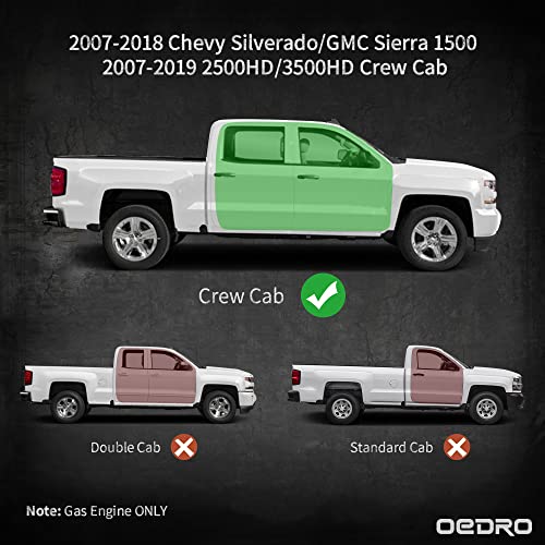 Oedro Running Boards Compatible With 2007-2018 Chevy Silverado/Gmc Sierra 1500; 2007-2019 Silverado/Sierra 2500Hd 3500Hd Crew Cab, Include 19 1500 Ld. Steel Nerf Bars Side Step Rails #TOP2