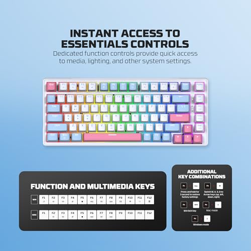 Image of Fantech Mechanical Gaming Keyboard, 75% TKL Layout, 83 Keys Hot Swappable, RGB Backlit, Double-Shot Keycaps, Wired Detachable Type-C Cable for Windows /Mac /PC /Laptop Gamers, Typists & Programmers