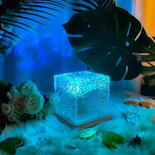 Image of CPENSUS Abs Northern Lights Ocean Wave Projector Light, 16 Colors Gradual Rotating Flame Water Lamp, Wave Night Light with Remote Control for Office Bar (Ocean Wave), Incandescent, Clear