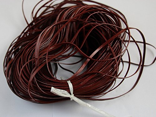 Welliestr Genuine Cow Lace 3X1Mm 25 Yards Flat Leather Lacing Leathercraft- Red Brown Color/Craft Lace Leather Flat Cord Diy Rope Strings Bracelet Tangerine #TOP3
