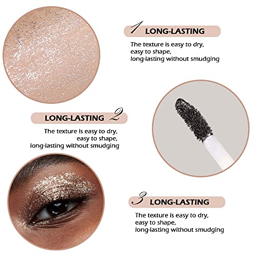 6Pcs Liquid Glitter Eyeshadow Set, Quick-Drying&Long Lasting Metallic Liquid Eyeshadow Set, Washable Gold Silver Black Eyeshadow, Holographic Organic Eyeshadow Makeup Glitter For Eye Looks Eye Makeup 01# #TOP2