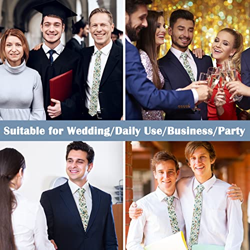 Image of Mantieqingway Men Skinny Tie Cotton Floral Necktie for Wedding Groomsmen Tie