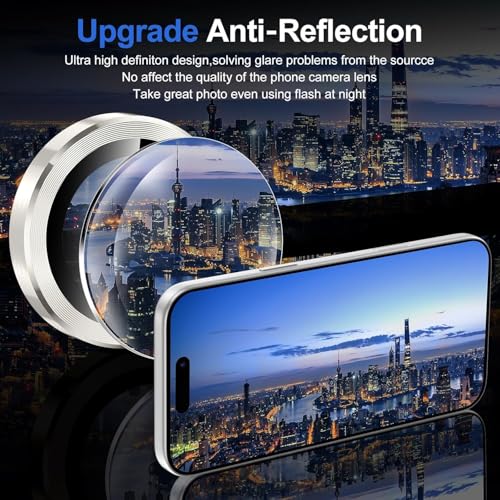 Image of Skinomi Camera Lens Protector Compatible with iPhone 17, [Anti-Scratch] Premium Tempered Glass Film Aluminum Alloy Lens Ring Cover- Gray Titanium