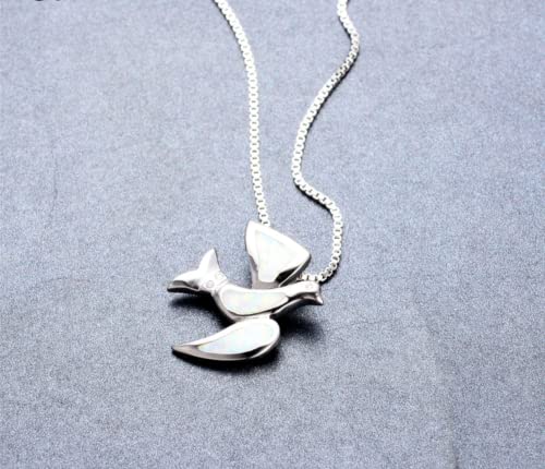 Colliers pour femmes opale de feu pendentif oiseau couleur argent - 4