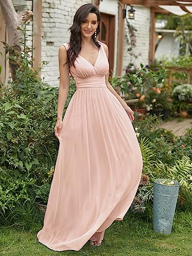 Image of Ever-Pretty Womens Bridesmaid Dress V-Neck Sleeveless A Line Chiffon Floor Length Formal Dress 09016