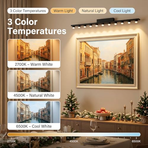 Image of 11-Head LED Mirror Wall Light 3-Color CCT (Warm + Natural + Cold White) Black Metal Vanity Bar Light for Bathroom Bedroom Living Room 90cm