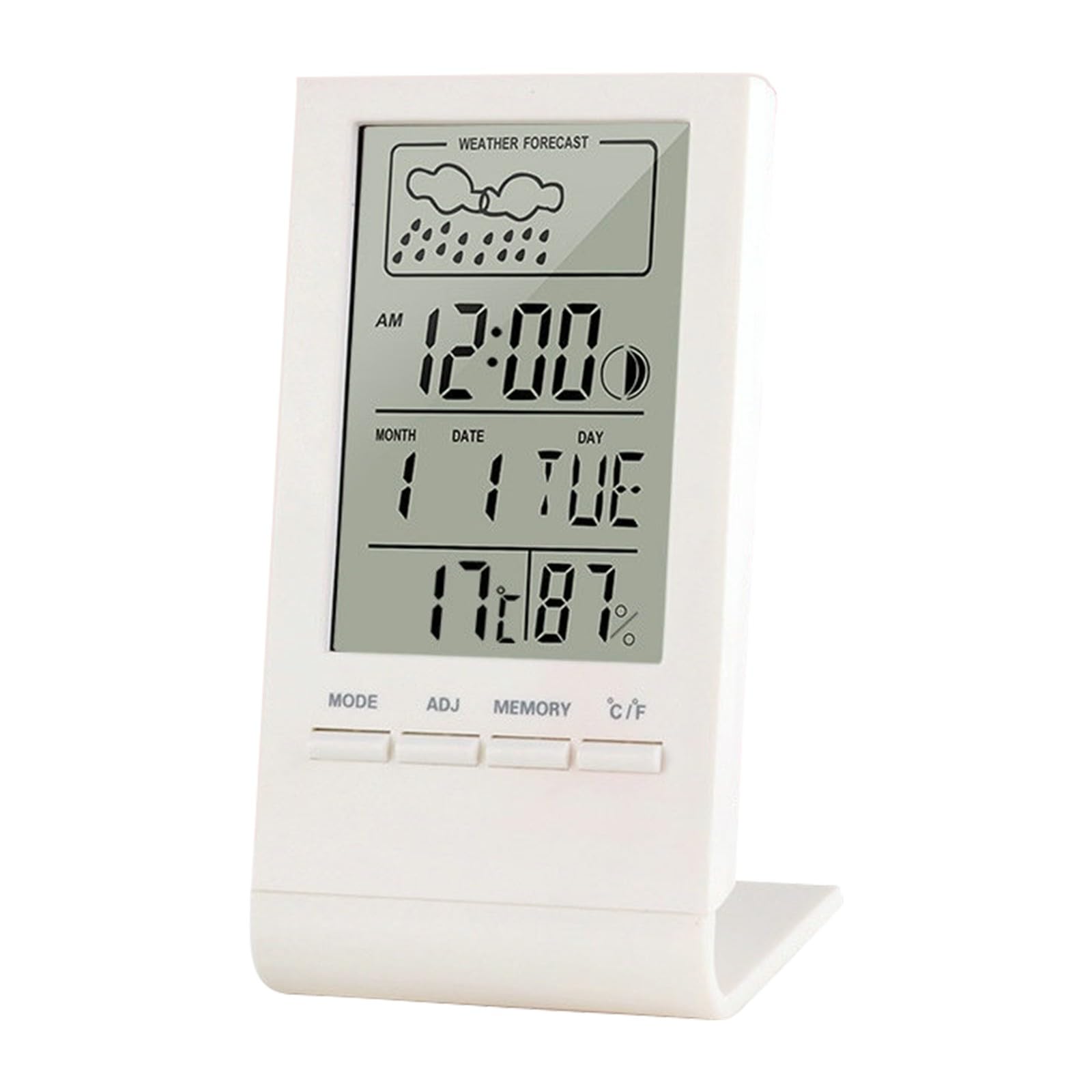 Estación de temperatura digital con termómetro interior/exterior, reloj controlado por radio, indicador de tendencia, reloj de mesa con fecha y día de la semana