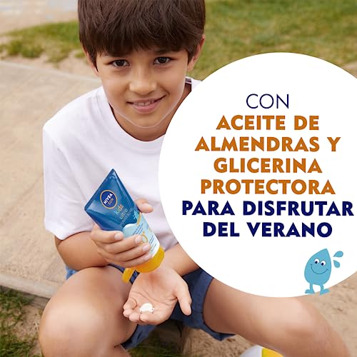 NIVEA-SUN-Kids-Ultra-Protege-Cuida-FP50-Crema-solar-para-ninos-a-partir-de-3-anos-150-ml-protector-solar-resistente-al-agua-crema-hidratante-con-proteccion-solar-UVA-UBV