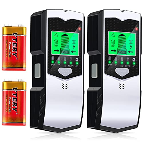Xuhal 2 Pcs Stud Finder Wall Scanner 5 In 1 Electric Stud Detector Stud Finder With Lcd Display Audio Alarm Stud Sensor Beam Finders For Center Edge Of Wood Ac Wire Metal Studs Joist Pipe Locator #TOP14