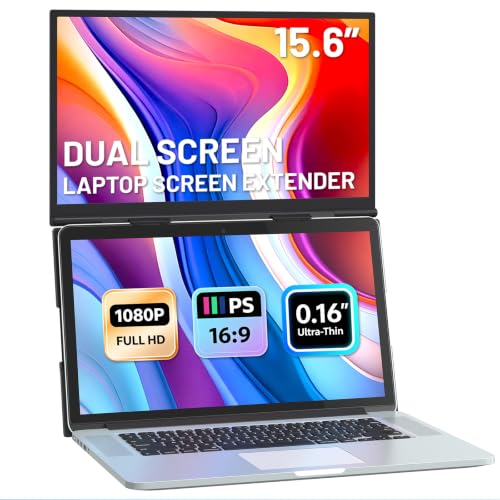 Image of Laptop Screen Extender, 15.6 inch Ultra-Light & Thin Dual Monitor Extender with 1080P FHD IPS, Eye Care & Neck-Friendly, USB-C /HDMI Plug-Play Portable Monitor for Mac /Win /Android, Fits 13-17 inch Laptops