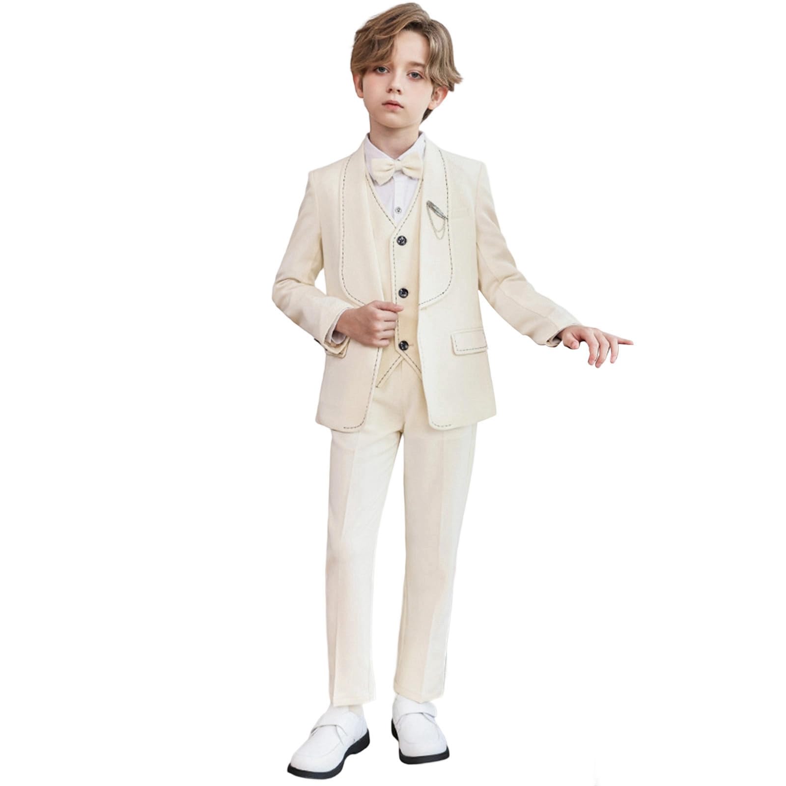 Generico Completo Elegante per Bambini con Pantaloni, Abito Casual Formale per Ragazzi dai 2 ai 12 Anni, Giacca Morbida e Pantaloni Regolabili per Matrimoni, Spettacoli e Feste Autunnali