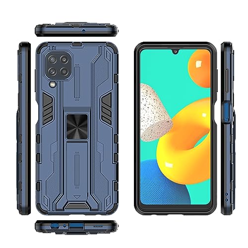 Compatible with Samsung Galaxy M32 4G Case,Built-in Magnetic Car Kickstand Shockproof Case Compatible with Samsung Galaxy M32 Prime 4G Case 2 in 1 Protective Cover Blue