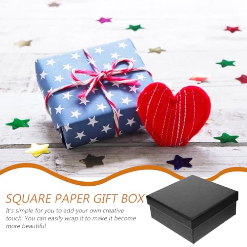 Boîtes présents carrées pour rangement papier noir réutilisables Saint-Valentin - 3