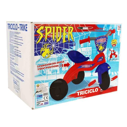 Dreirad für Kinder ab 1 Jahr – Blau-Rot mit Spinnennetz-Motiv – Verstellbarer Sitz – Made in Italy – Bild 7