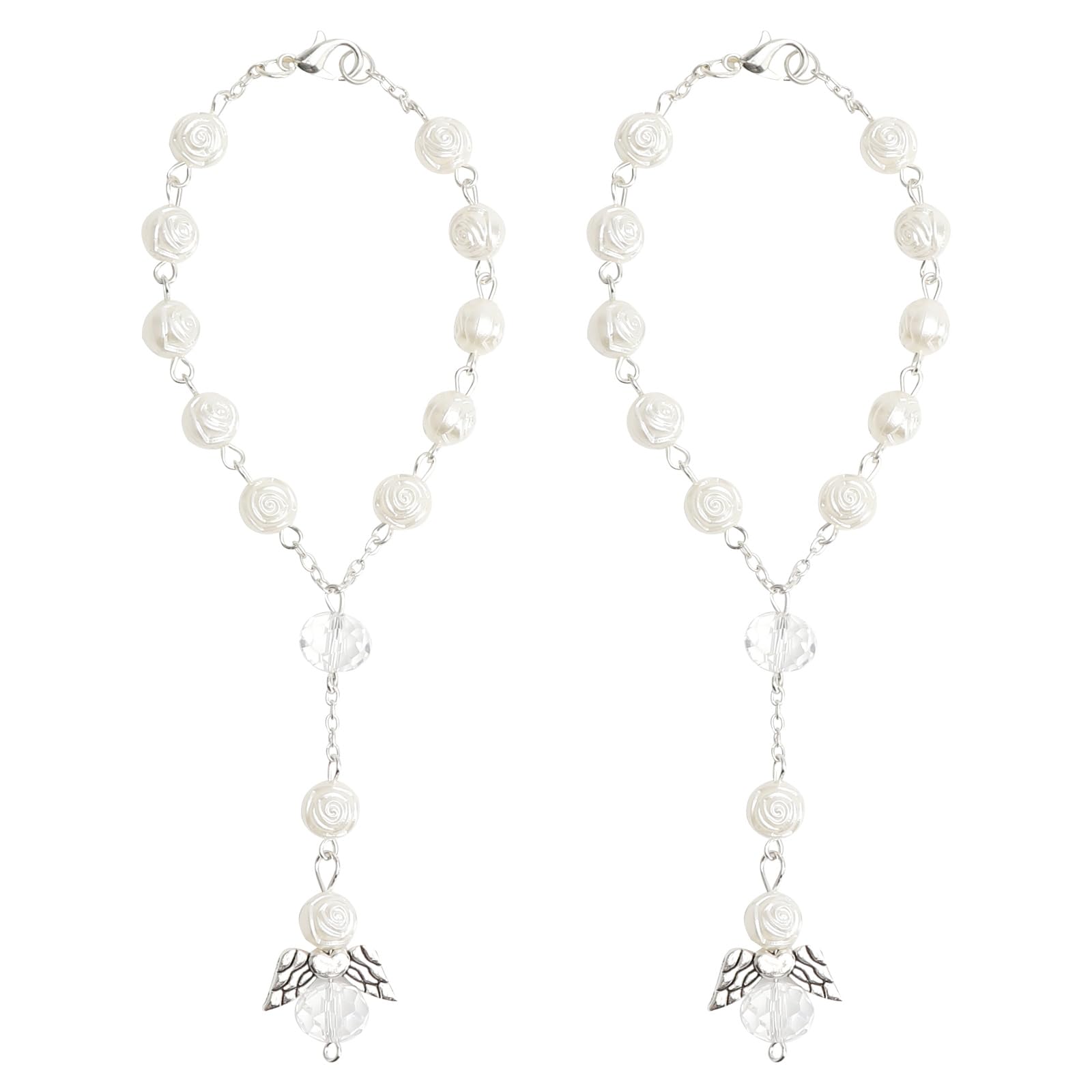 APOMOONS 2PCS Schutzengel Anhänger, Rückspiegel Anhänger, Rückspiegel Glücksbringer, Auto Rosenkranz, Auto Innendekoration, Rückspiegel Glücksbringer, Schutzengel Geschenk, Glück, Mode