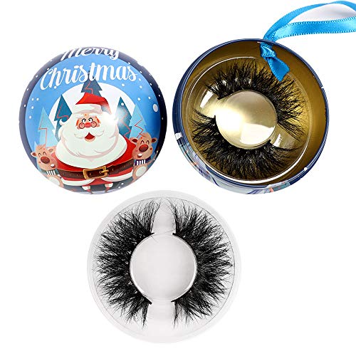 Yawamica Real Mink Eyelashes Dramatic Fluffy False Eyelashes Full Long Thick Voulme Faux Mink Lashes Christmas Theme Ornament 1 Pair Gifts for Women