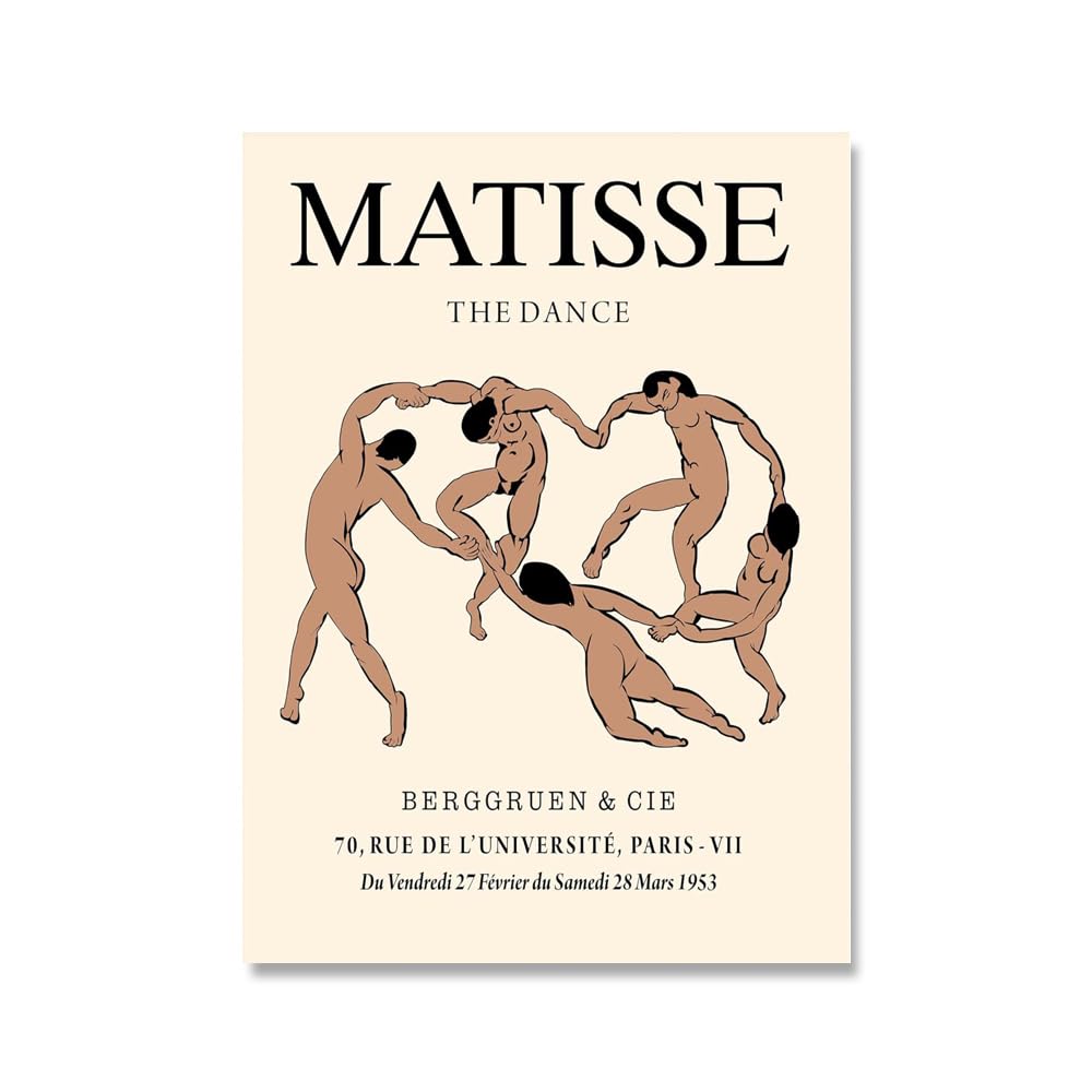Rikin Liuff Famous Henri Matisse Wall Art Henri Matisse The Dance Poster and Prints Abstract Canvas Painting for Home Wall Picture Decor 40x55cm Frameless