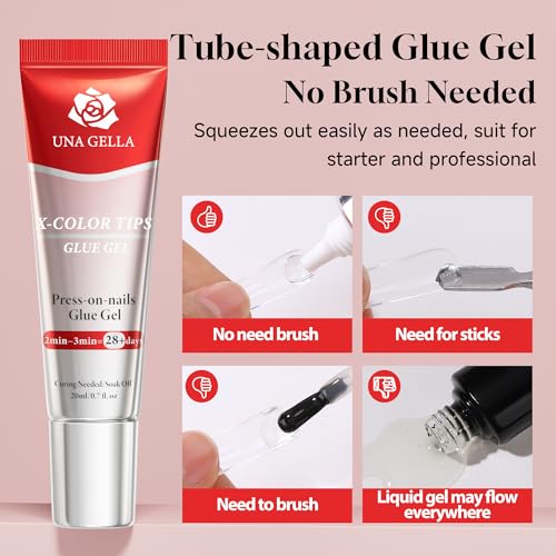 Image of UNA GELLA UV Gel Nail Glue 20ml for Nails Tips, Super Strong Solid Glue Gel U V /LED Lamp Curing Required for Fake Acrylic Nail Tips, Press On Nails Art Extension