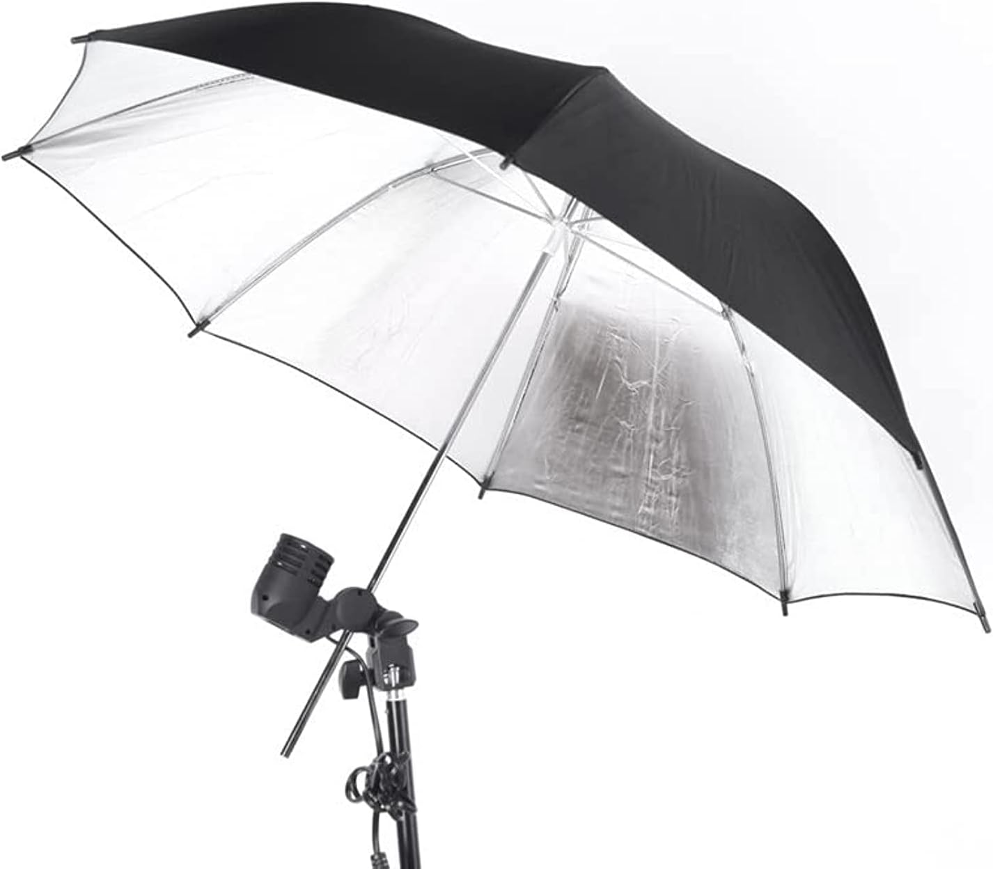 Photo Studio Flash Light Reflector Reflective Umbrella - Black Silver- 33"