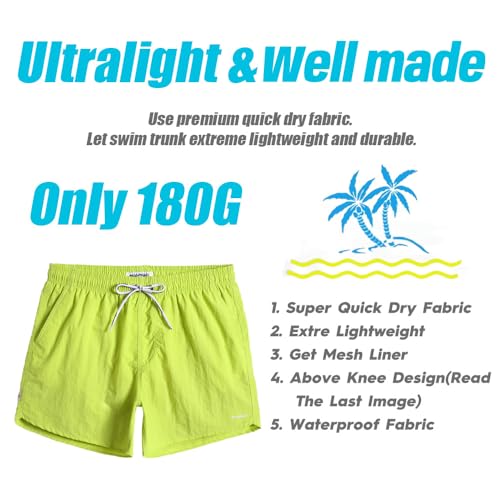 Image of maamgic Mens Swim Trunks 5 inch with Mesh Lining Quick Dry Bathing Suits for Men Swim Shorts Swimwear
