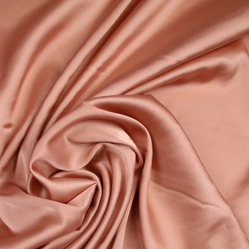 Over 50 Colours Fine Silky Smooth Liquid Sateen Satin Dress Fabric Drape Lining (1 Metre, Dusty Peach 7008)