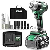 【2025新型】KIMO 電動インパクトレンチ タイヤ交換 電動ドライバー 電動ドリル セット 20V 4000mAhバッテリー コードレスインパクトレンチ 高トルク500N·m 無断変速 自動停止モード タイヤ交換 インパクト ソケット7本 正逆切替 LEDライト付き 強力電動レンチ インパクトドリル 電動工具 自動車の修理 ナットの締め付け ボルトの緩み 過負荷・過熱・放電保護 PSE認証済
