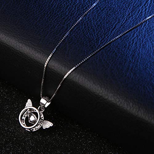 GLYP S925 Sterling zilveren slimme hart engel ketting, een kloppende hanger sleutelbeen ketting sieraden voor vriendin… - Afbeelding 8