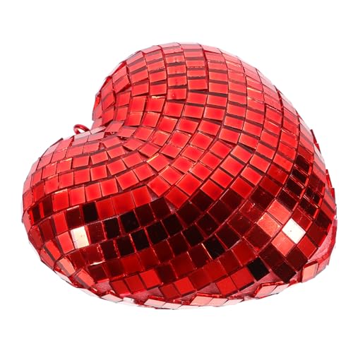 STOBAZA Decorative Mirror Ball Chain Heart Shape Disco Ball for Wedding Birthday Party