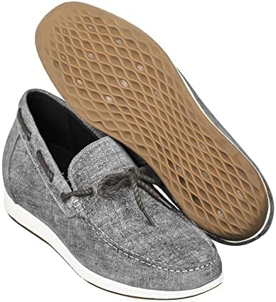 CALTO Men's Invisible Height Increasing Elevator Shoes - Grey Denim Slip-on Lightweight Casual Loafers - 2.4 Inches Taller - S1101 - Size 10 D(M) US | Image 4