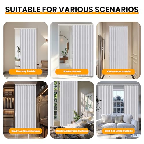 Image of AJAZZ Blackout Magnetic Door Curtain Accordion Doors Interior Closet Door Curtain Invisible Applicable Bedroom Room Living Room Doorway(White 52 inch W x 78 inch L 1 Panel