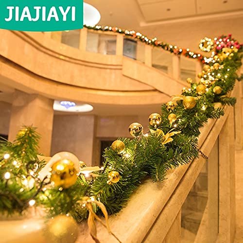 Guirnalda Navideña Artificial De 9 Pies Con Luces LED Decoradas - Para Chimenea, Escaleras O Paredes, Color Oro