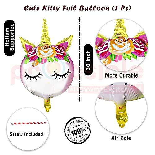 Image of Propsicle Birthday Foil Pink Unicorn Head Balloon Rainbow Color Pack of 5 Balloons Decoration Set for Baby Birthday | Theme Party Supplies Item