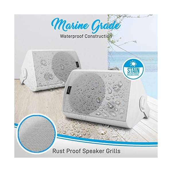 Outdoor-Wall-Mount-Patio-Stereo-Speaker-Waterproof-Bluetooth-Wireless-No-Amplifier-Needed-Portable-Electric-Theater-Sound-Surround-System-for-Home-Party-Cabinet-Enclosure-Pyle-PDWR61BTWT-White Outdoor-Wall-Mount-Patio-Stereo-Speaker-Waterproof-Bluetooth-Wireless-No-Amplifier-Needed-Portable-Electric-Theater-Sound-Surround-System-for-Home-Party-Cabinet-Enclosure-Pyle-PDWR61BTWT-White