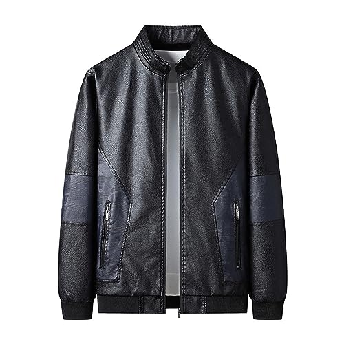 Chaqueta de cuero sintético patchwork para hombre miniatura 3