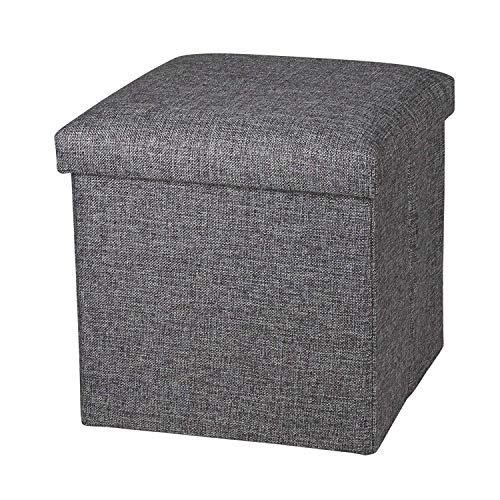Image of Luxury Furniture Square Foldable Storage Ottoman Coffee Cube Table Multipurpose Foot Rest Short Children Sofa Stool Bench for Bedroom Home Office X-Large Size (Medium, Grey)