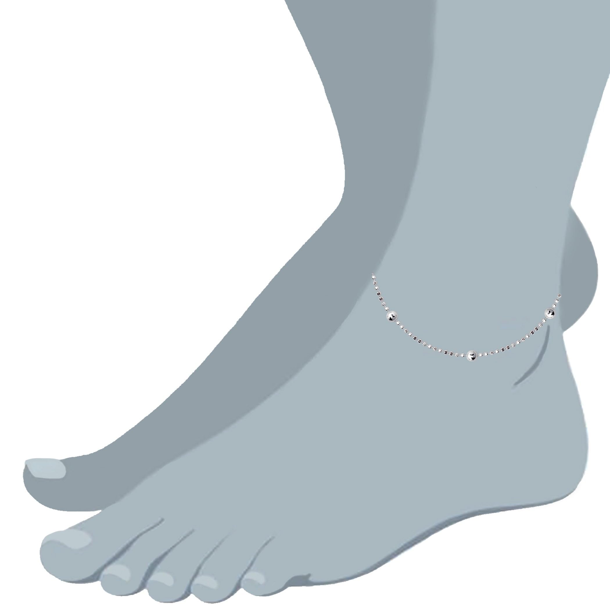 Perlina catena cavigliera in argento Sterling, Argento, colore: White