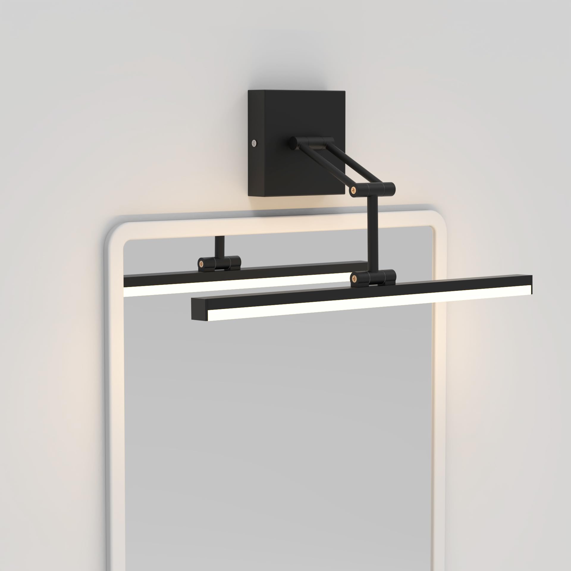 Sytmhoe Nero 12W Luce Da Specchio Bagno 3000K 4500K 6000K Con Interruttore, 48,5 CM Alluminio Applique Per Specchiera Bagno Con Staffa Telescopica, Illuminazione Quadri Lampada Camera Da Letto