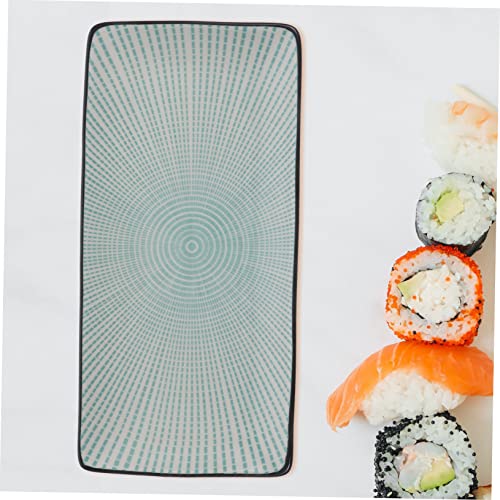 Plato de cerámica azul para sushi y postre miniatura 6