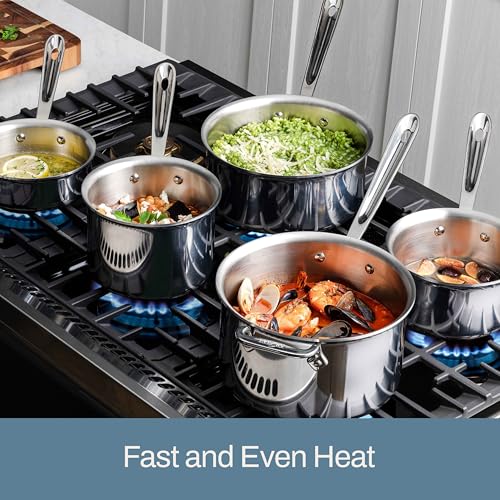 All-Clad D3 3-Ply Stainless Steel Sauce Pan with Lid 1.5 Quart, Induction Oven Broiler Safe 600F, Multipurpose, Compatible w/All Cooktops, for Restaurant or Home Kitchen, Pots & Pans, Cookware Silver - Image 5