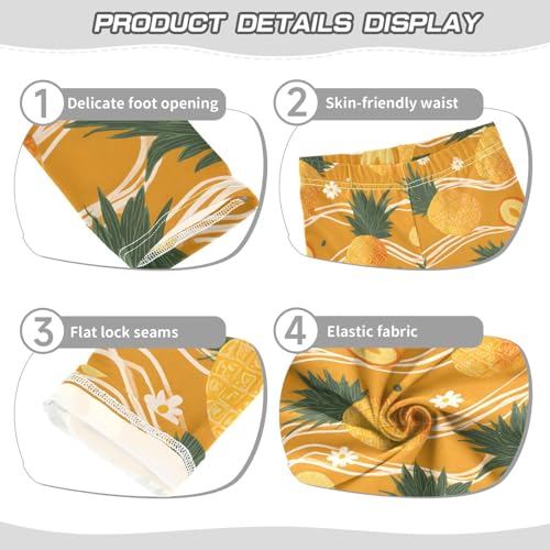 Orange Pineapple Wave Flower Girls Leggings Soft Stretch Workout Yoga Dance Pants for Kids Casual Tights3
