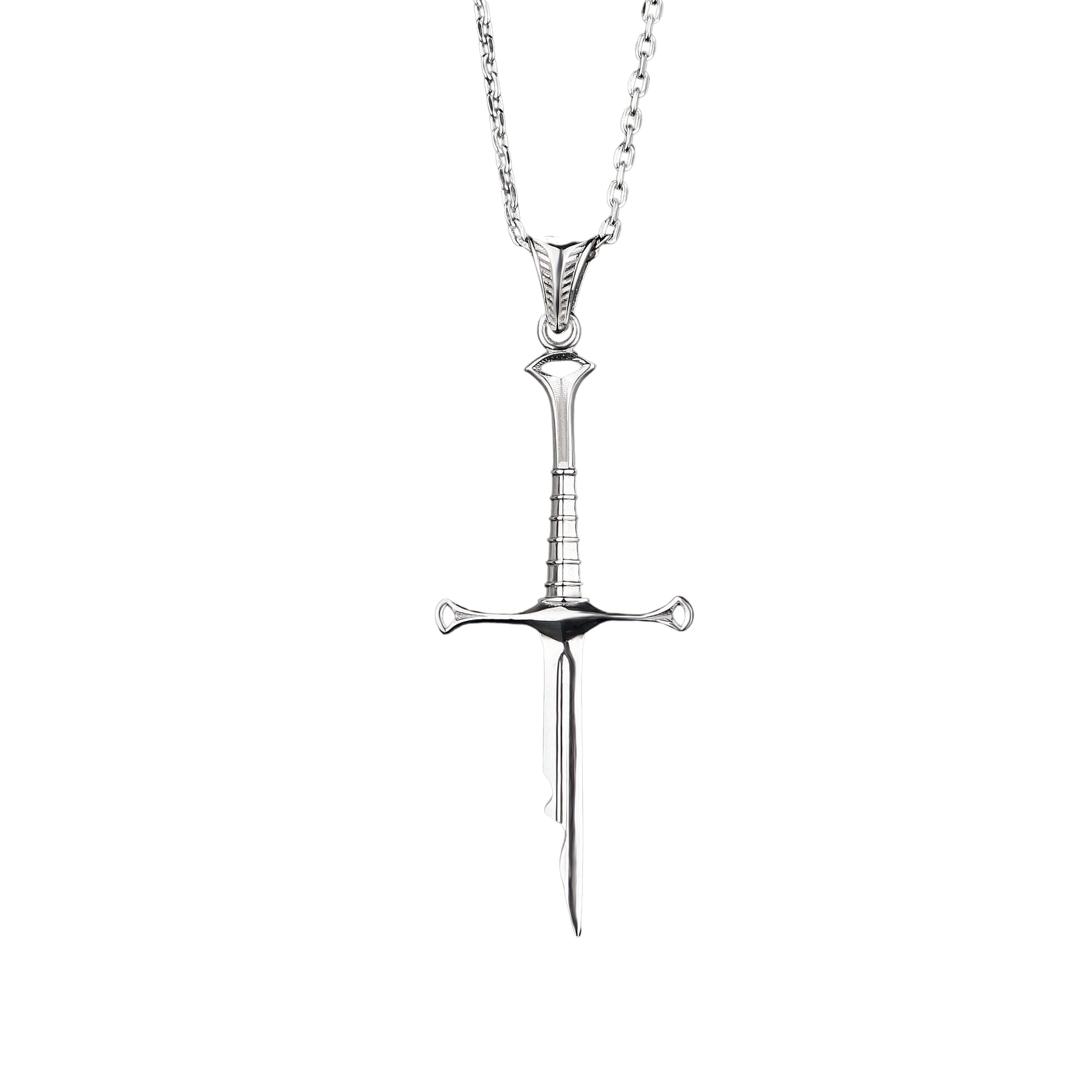 925 Sterling Silver Narsil Broken Sword Necklace, Lord Power Pendant, Broken Sword, Authentic Broken Sword Replica, Medieval Fantasy Collectible, Perfect for Cosplay, Display, and Gifts
